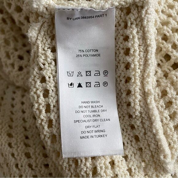 Alexa Chung Cutout Cotton Blend Crochet Knit Top Ecru Size Small - Picture 6 of 6